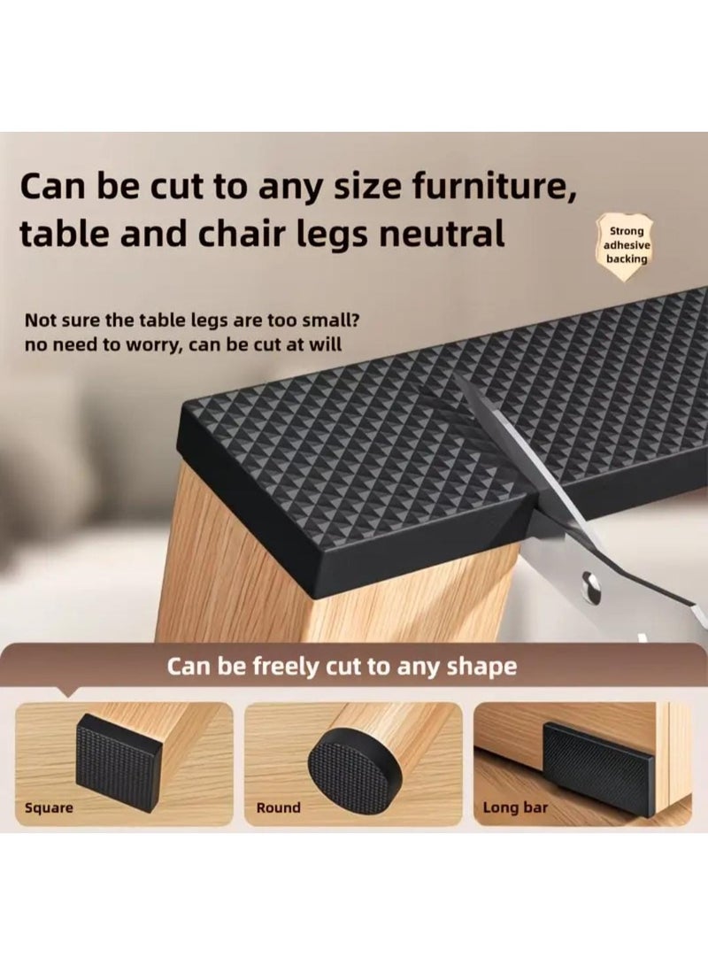 LDQ Black Cuttable Non-Slip Furniture Pad – Silent Chair & Table Leg Floor Protector, Thick Noise-Reducing Mat for Home & Office - Image 5